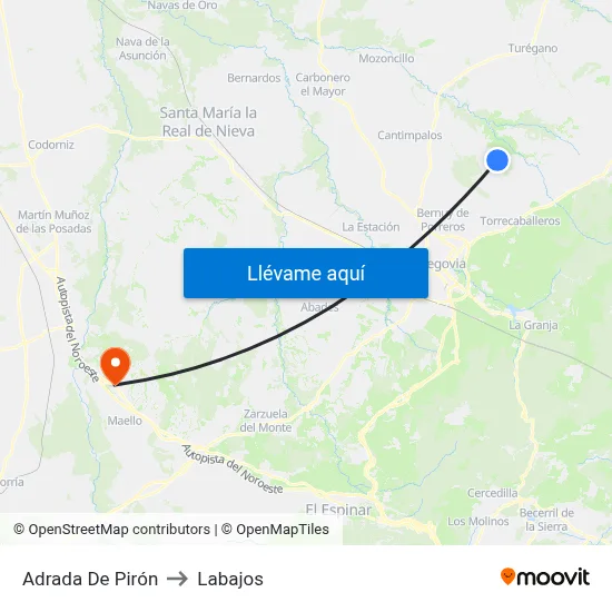 Adrada De Pirón to Labajos map