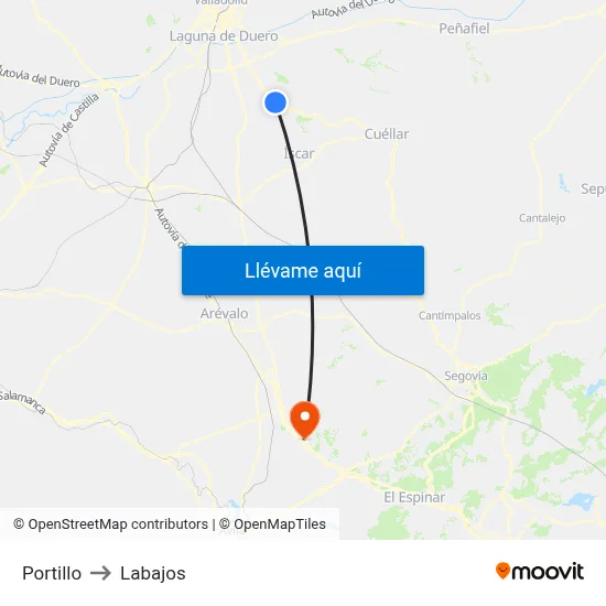 Portillo to Labajos map