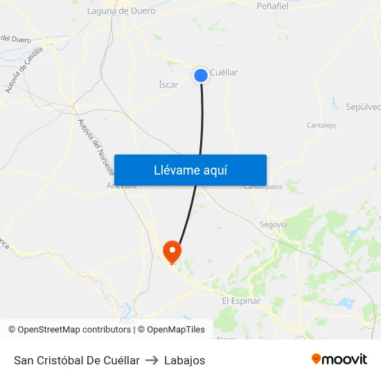San Cristóbal De Cuéllar to Labajos map