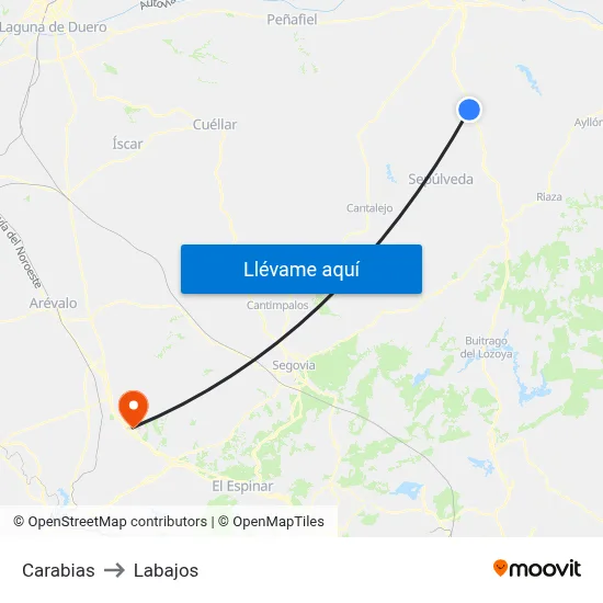 Carabias to Labajos map