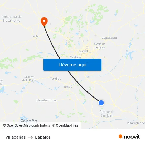 Villacañas to Labajos map
