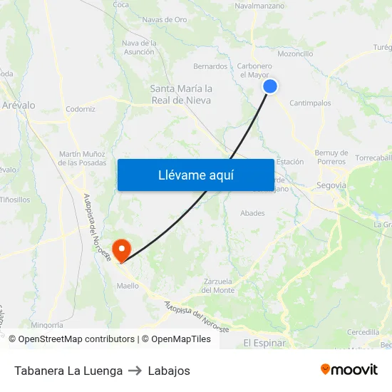 Tabanera La Luenga to Labajos map