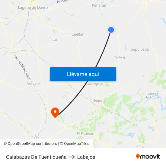 Calabazas De Fuentidueña to Labajos map
