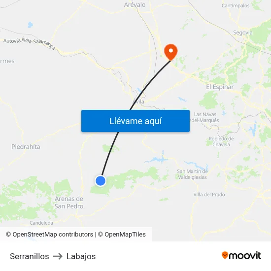 Serranillos to Labajos map