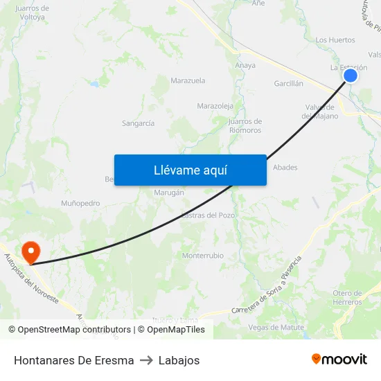 Hontanares De Eresma to Labajos map