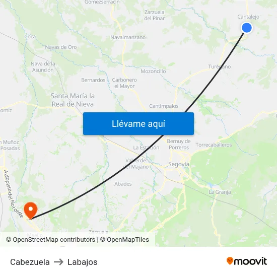 Cabezuela to Labajos map