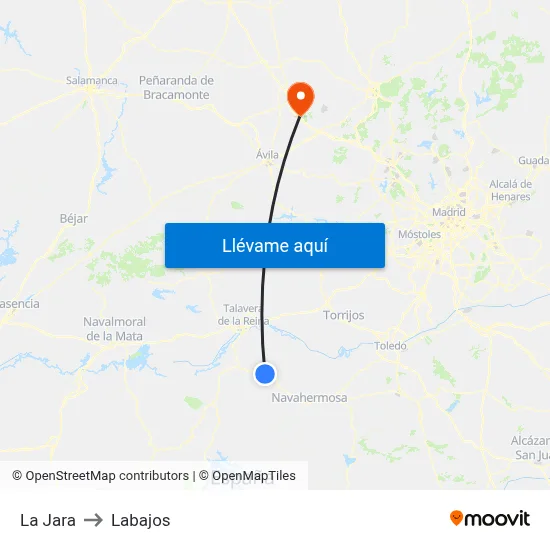 La Jara to Labajos map