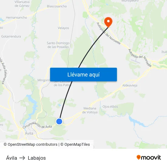 Ávila to Labajos map