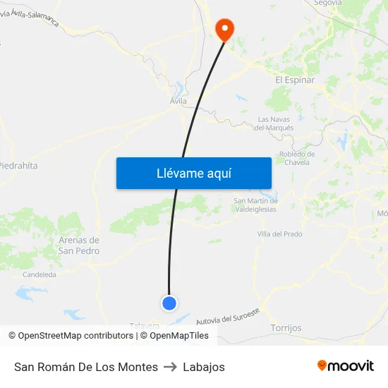 San Román De Los Montes to Labajos map