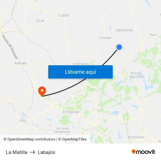 La Matilla to Labajos map