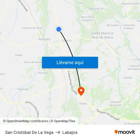 San Cristóbal De La Vega to Labajos map