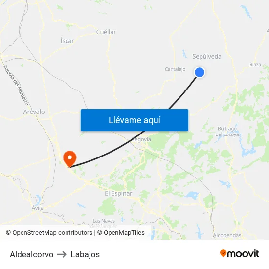 Aldealcorvo to Labajos map