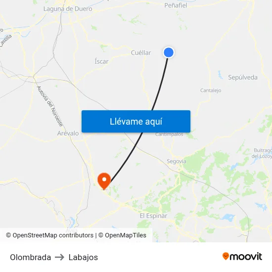 Olombrada to Labajos map