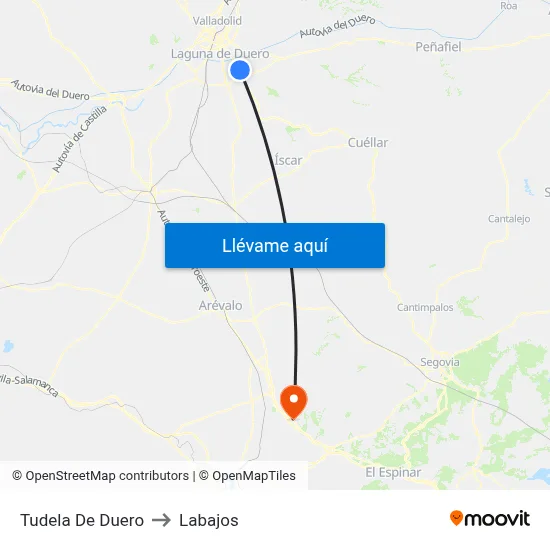 Tudela De Duero to Labajos map