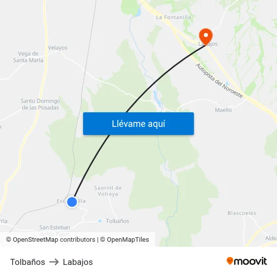 Tolbaños to Labajos map