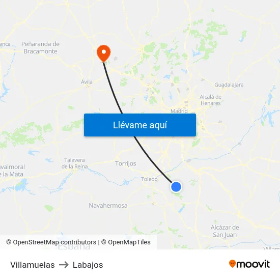 Villamuelas to Labajos map