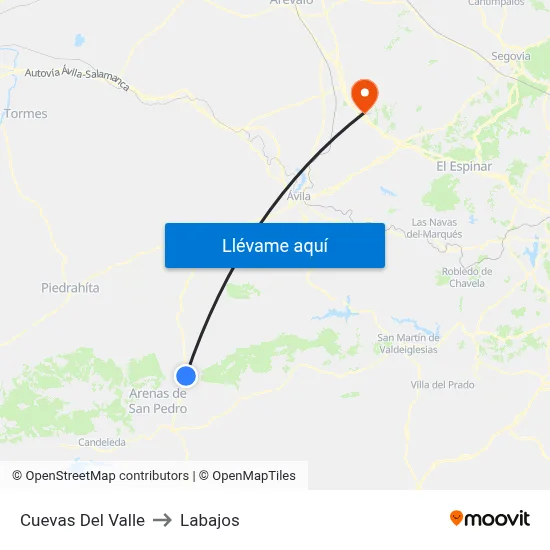 Cuevas Del Valle to Labajos map