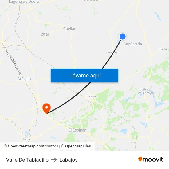 Valle De Tabladillo to Labajos map