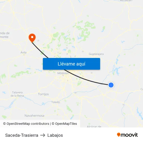 Saceda-Trasierra to Labajos map