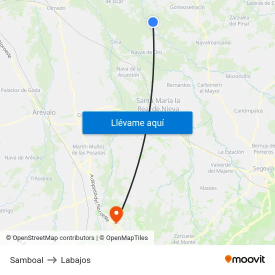 Samboal to Labajos map