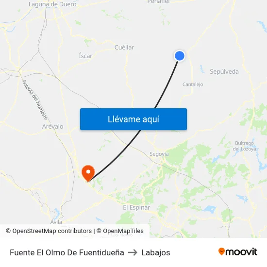 Fuente El Olmo De Fuentidueña to Labajos map
