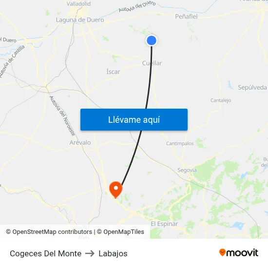 Cogeces Del Monte to Labajos map