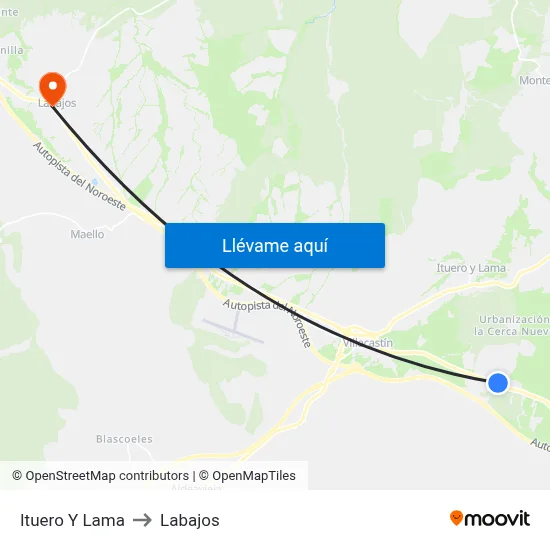 Ituero Y Lama to Labajos map