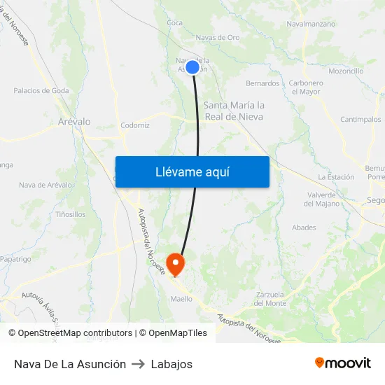 Nava De La Asunción to Labajos map