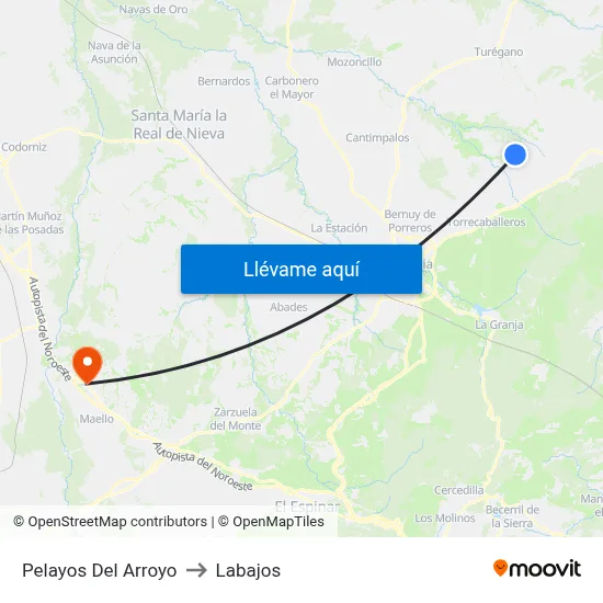 Pelayos Del Arroyo to Labajos map