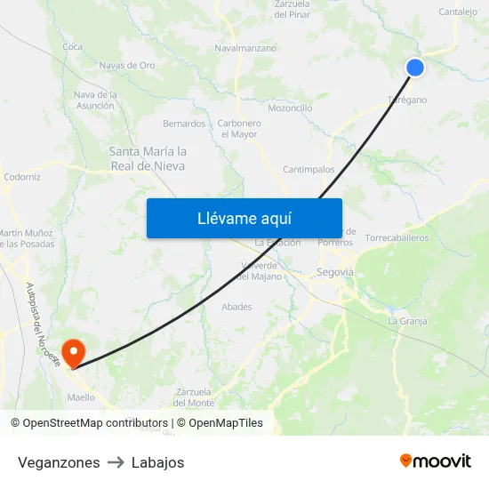 Veganzones to Labajos map