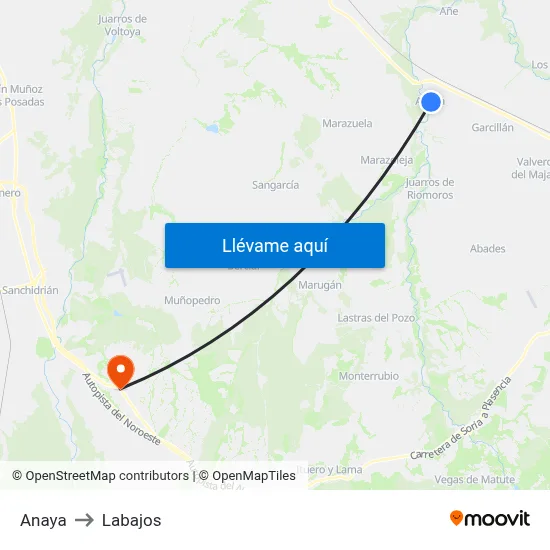 Anaya to Labajos map