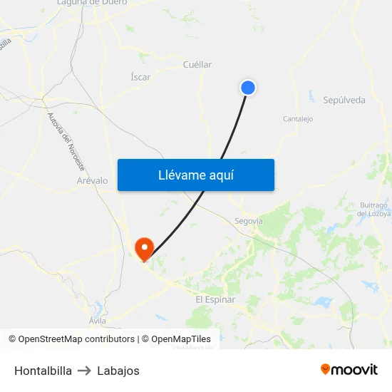 Hontalbilla to Labajos map