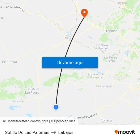 Sotillo De Las Palomas to Labajos map