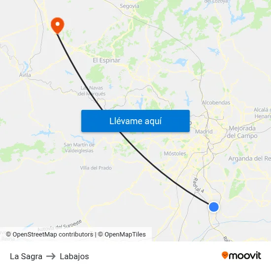 La Sagra to Labajos map