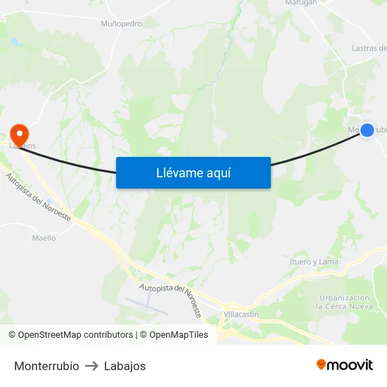 Monterrubio to Labajos map