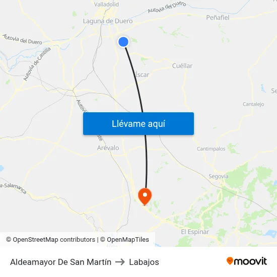 Aldeamayor De San Martín to Labajos map