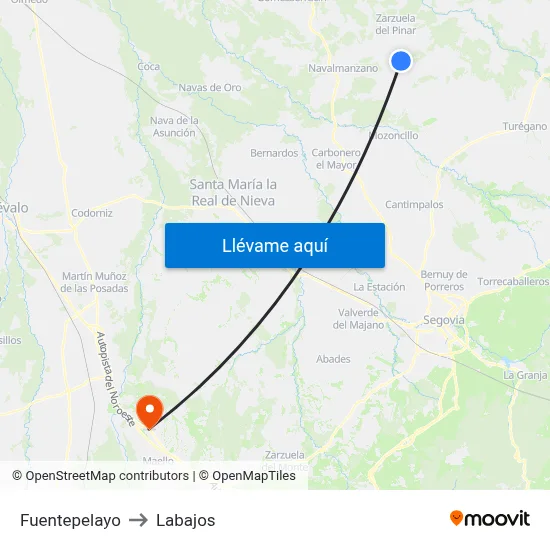 Fuentepelayo to Labajos map