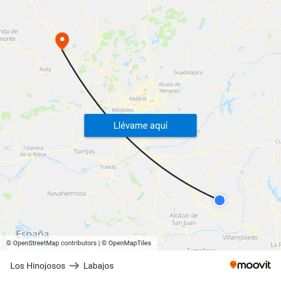 Los Hinojosos to Labajos map