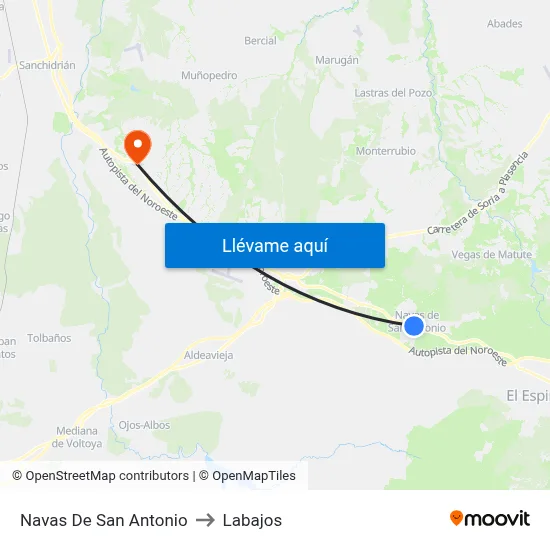 Navas De San Antonio to Labajos map