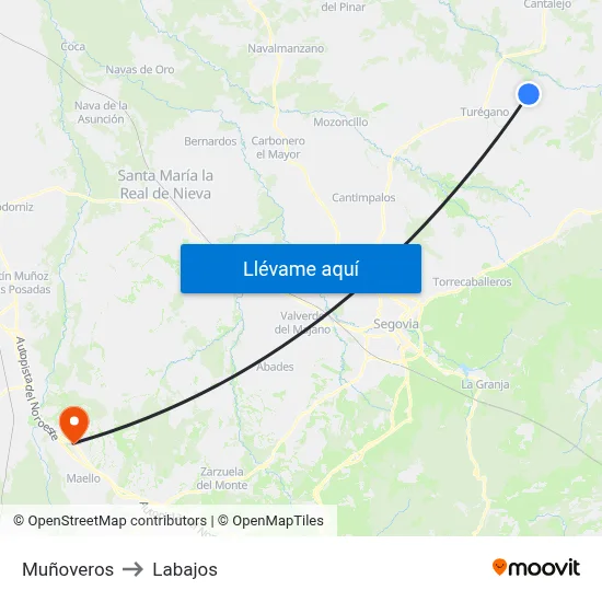 Muñoveros to Labajos map