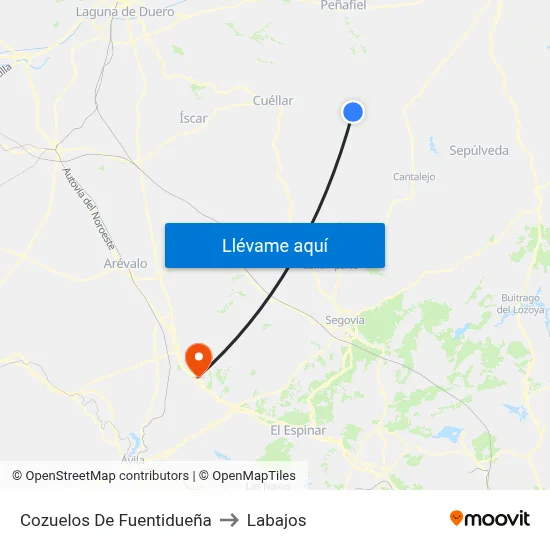 Cozuelos De Fuentidueña to Labajos map