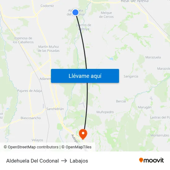 Aldehuela Del Codonal to Labajos map