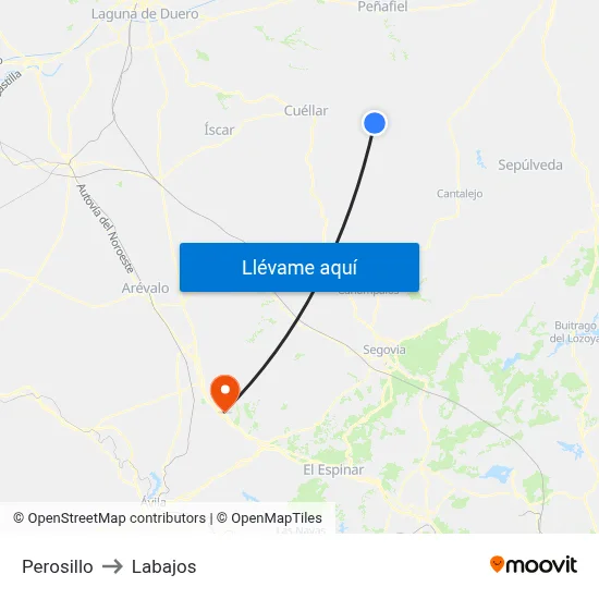 Perosillo to Labajos map