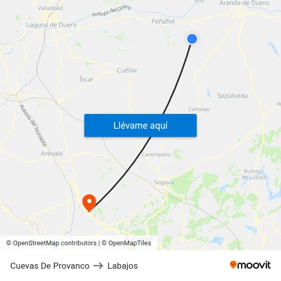 Cuevas De Provanco to Labajos map