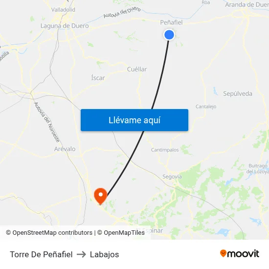 Torre De Peñafiel to Labajos map