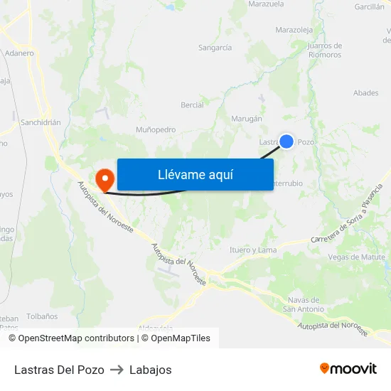Lastras Del Pozo to Labajos map