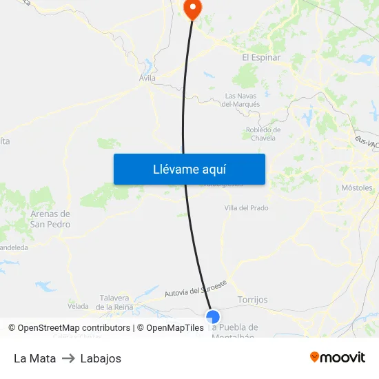 La Mata to Labajos map