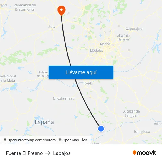 Fuente El Fresno to Labajos map