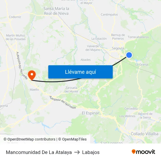 Mancomunidad De La Atalaya to Labajos map