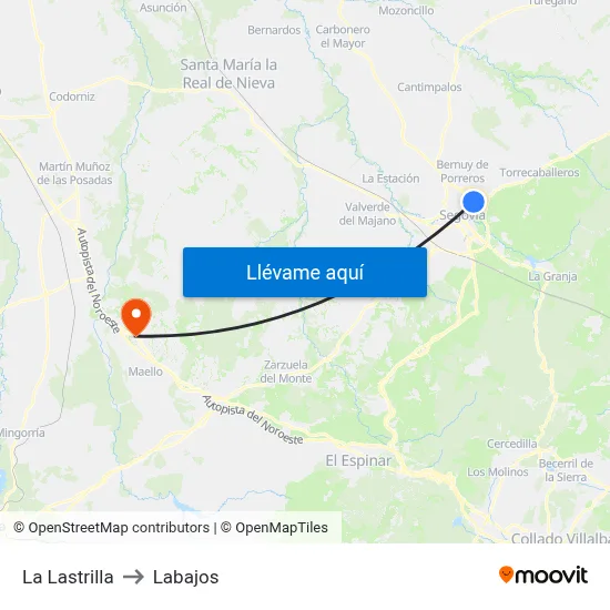 La Lastrilla to Labajos map